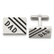 Stainless Steel Polished Black Enameled Dad Rectangle Cufflinks