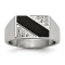 White Cubic Zirconia And Black Enamel Stainless Steel Signet Men's Ring