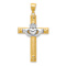 14k Yellow Gold and 14k White Gold Textured Claddagh Cross Pendant