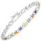 Yellow Blue Green Sapphire Rhodium Over Sterling Silver Tennis Bracelet 5.4ctw