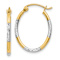 14k Yellow Gold and Rhodium Over 14k Yellow Gold 13/16" Diamond-Cut
Oval Hoop Earrings