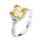 Citrine Color CZ Twisted Solitaire Ring In Sterling Silver