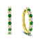 1.35ctw Emerald and Diamond Hoop Earrings in 14k Yellow Gold