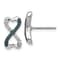 Rhodium Over 14k White Gold Blue and White Diamond Infinity Heart Stud Earrings