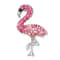 Rhodium Over Sterling Silver Polished Pink Crystal Flamingo Slide Pendant