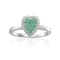 Emerald and Moissanite Sterling Silver Heart Shape Cluster Ring
