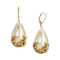 Gold Tone Faux Pearl & Gold Bead Drop Leverback Earrings