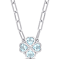 3.88ctw Sky Blue Topaz and Diamond Accent Floral Heart Paperclip Chain
Sterling Silver Necklace