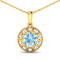 1.90ctw 14K Yellow Gold Aquamarine and White Diamond Pendant with 18
inch Cable Chain