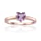 Heart Shape Amethyst 14K Rose Gold Over Sterling Silver Solitaire Ring, 0.85ct