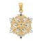 14K Yellow Gold with Rhodium over 14K Gold Diamond-cut Snowflake Pendant