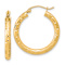 14k Yellow Gold Polished, Satin and Diamond-Cut 1 1/16" Hoop Earrings