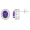 8x6mm Oval Amethyst And White Topaz Accent Rhodium Over Sterling Silver
Halo Stud Earrings