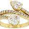 Diamond Simulant Pear And Square Bypass Ring In 18K Gold Over Sterling
Silver 2.93ctw
