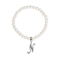White Faux Pearl Bead Initial Charm Stretch Bracelet