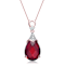 Ruby Color CZ Teardrop Pendant In 18K Rose Gold Over Sterling Silver