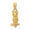 14k Yellow Gold 3D Textured Owl Pendant