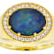Australian Opal Triplet And White Zircon Ring In 18K Gold Over Sterling
Silver 2.59ctw