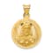 14k Yellow Gold Satin Diamond-Cut Sagrado Corazon Circle Pendant