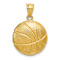 14k Yellow Gold Textured and Brushed Basketball Charm