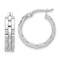 Rhodium Over 14k White Gold 13/16" Polished and Textured Hoop Earrings