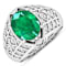 2.45ctw Green Emerald and Diamond 14K White Gold Halo Ring