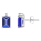 6x4mm Emerald Cut Tanzanite with Diamond Accents 14k White Gold Stud Earrings