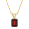 8x6mm Emerald Cut Garnet 14k Yellow Gold Pendant With Chain