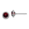 Rhodium Over Sterling Silver Garnet and CZ Post Earrings