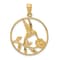 14K Yellow Gold Hummingbird in Round Frame Pendant