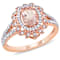 Morganite and Diamond 10K Rose Gold Floral Ring 0.88ctw