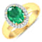1.75ctw Green Emerald and Diamond 14K Yellow Gold Halo Ring