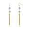 CZ Chain Fringe Dangle Earrings In 14K Gold Over Sterling Silver