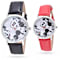 Disney Mickey Black and White Smiling Face His and Hers Vegan Leather
Band Watches Set of 2