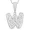 CZ Initial W Bubble Letter Pendant Necklace In Sterling Silver 1.92ctw
