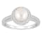 7mm Round Cultured Freshwater Pearl 1/5 ctw Diamond Rhodium Over
Sterling Silver Halo Ring