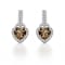 Brown Quartz Over Sterling Silver Rhodium Heart Drop Earrings