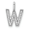 14K White Gold Diamond Letter W Initial Pendant