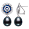 Black Cultured Freshwater Pearl With Cubic Zirconia Rhodium Over
Sterling Silver Earrings