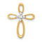 10k Yellow Gold and Rhodium Over 10k Yellow Gold Diamond Cross Chain
Slide Pendant