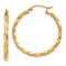 14k Yellow Gold Polished and Satin 1 1/4" Twisted Hoop Earrings