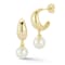 Rachel Zoe Freshwater Pearl Charm Graduated Hoop Earrings in 14K Gold
Over Sterling Silver