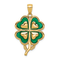 14K Yellow Gold 4-Leaf Clover Pendant with Enameled Tips Pendant