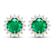 1.36ctw 14K Yellow Gold  Zambian Green Emerald and White Diamond Halo Earrings