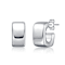 Geometric C-Hoop Earrings In Rhodium Over Brass