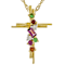 Multi-Garnet Cross Pendant Necklace In 18K Gold Over Sterling Silver 0.54ctw