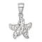 Rhodium Over Sterling Silver Polished White Crystal Starfish Pendant