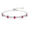 Oval Ruby and White Zircon Sterling Silver Bolo Bracelet
