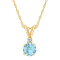 5mm Round Aquamarine with Diamond Accent 14k Yellow Gold Pendant With Chain