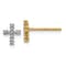 14k Yellow Gold and Rhodium Over 14k Yellow Gold Diamond Cross Stud Earrings